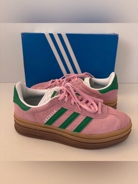 Adidas Gazelle Bold Sneakers Pink and Green 6.5